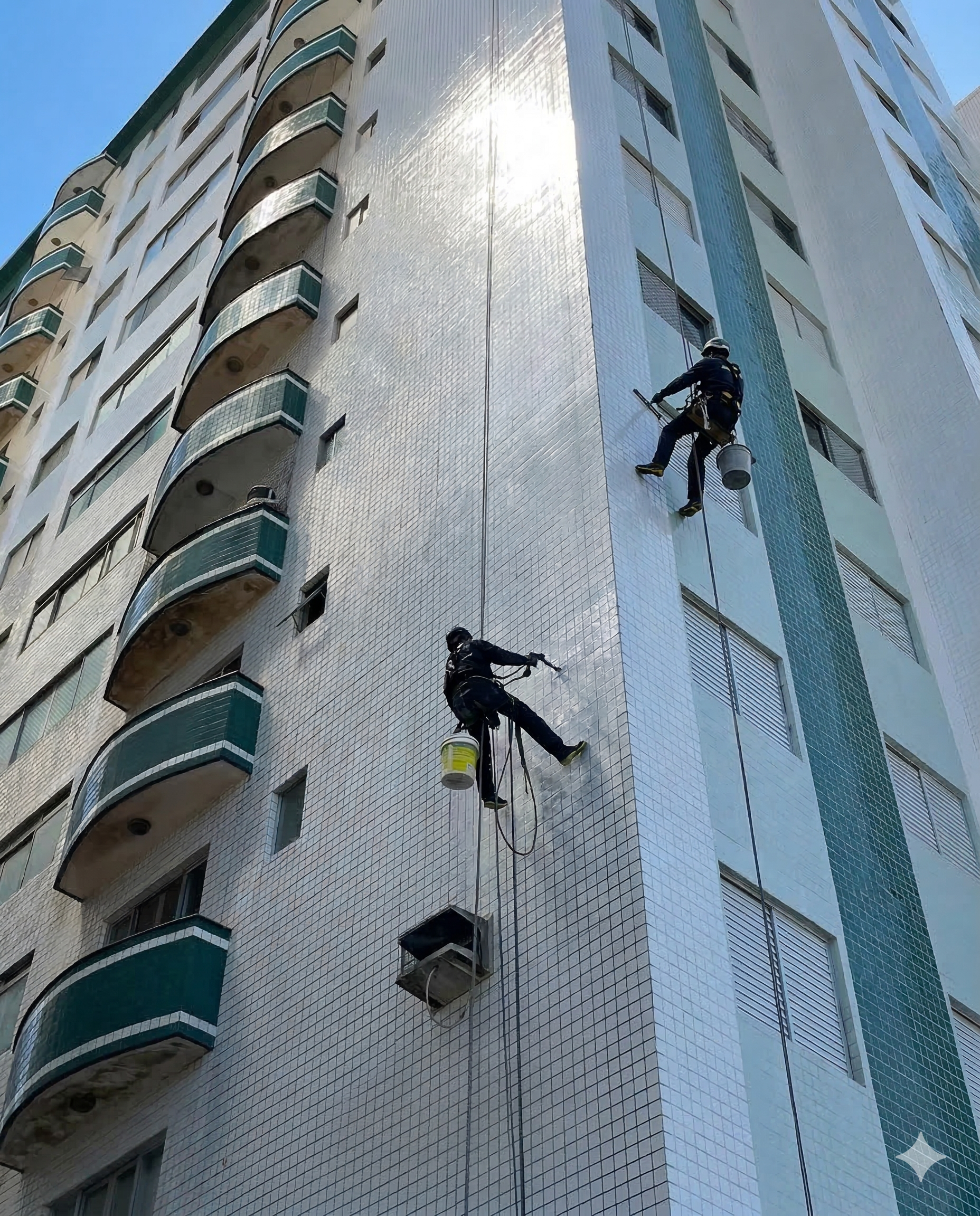 Lavagem de fachada em altura