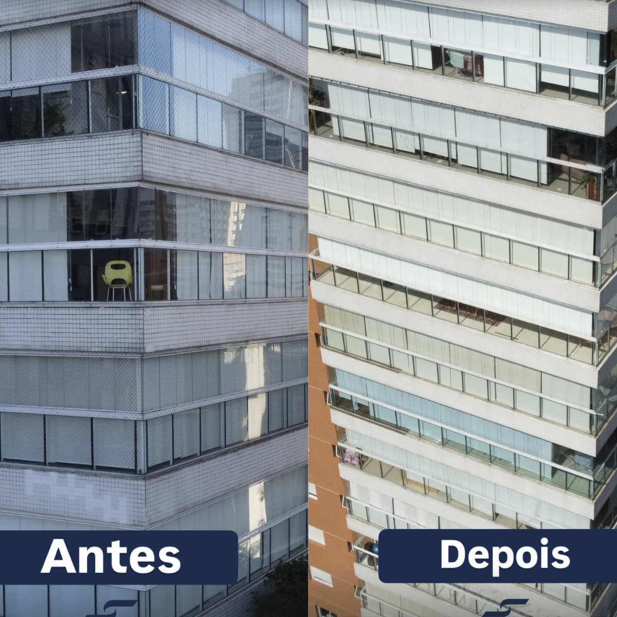 Prédio 7 antes e depois